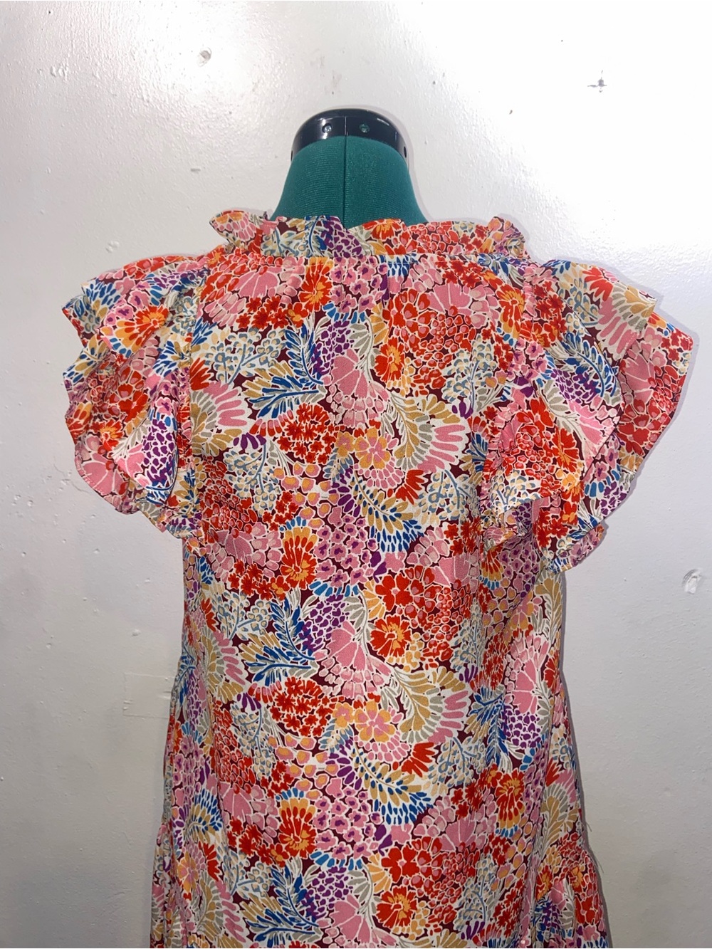 DOKOTOO Maximalist Eclectic Cottagecore Chintz Multicolor Floral Ruffle Dress - Picture 4 of 5